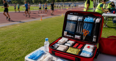 Equipamiento para primeros auxilios en eventos deportivos