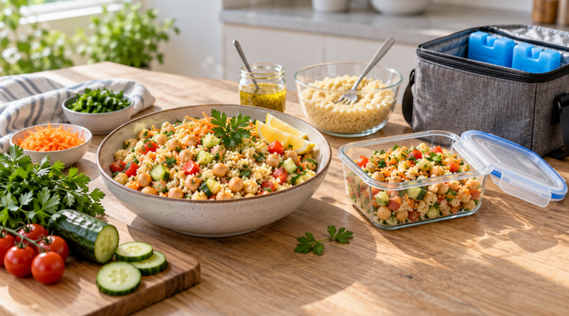 Cuscús hidratado en frío: ensaladas rápidas para llevar