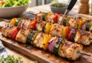 Brochettes de pollo y vegetales: cocción pareja y segura