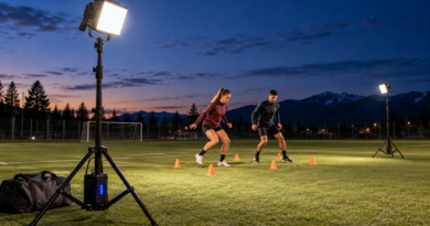 Iluminación portátil para entrenar afuera: autonomía y estabilidad